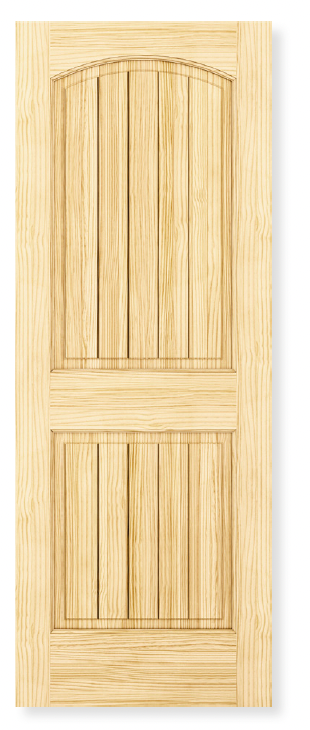Colonial 2-Panel Arch Top V-Grooved Pine Wood Interior Door Slab - Clear Pine