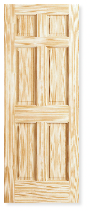 Colonial 6-Panel Double Hip Pine Wood Interior Door Slab - Clear Pine