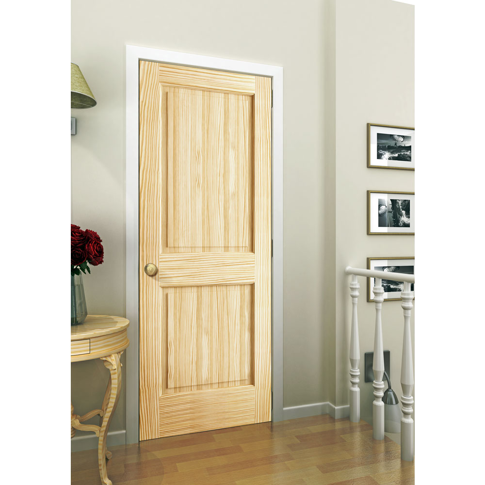Colonial 2-Panel Pine Wood Interior Door Slab - Clear Pine
