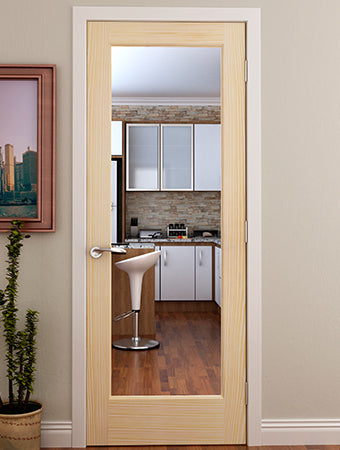 French 1-Lite Clear Glass Pine Wood Interior Door Slab - Clear Pine