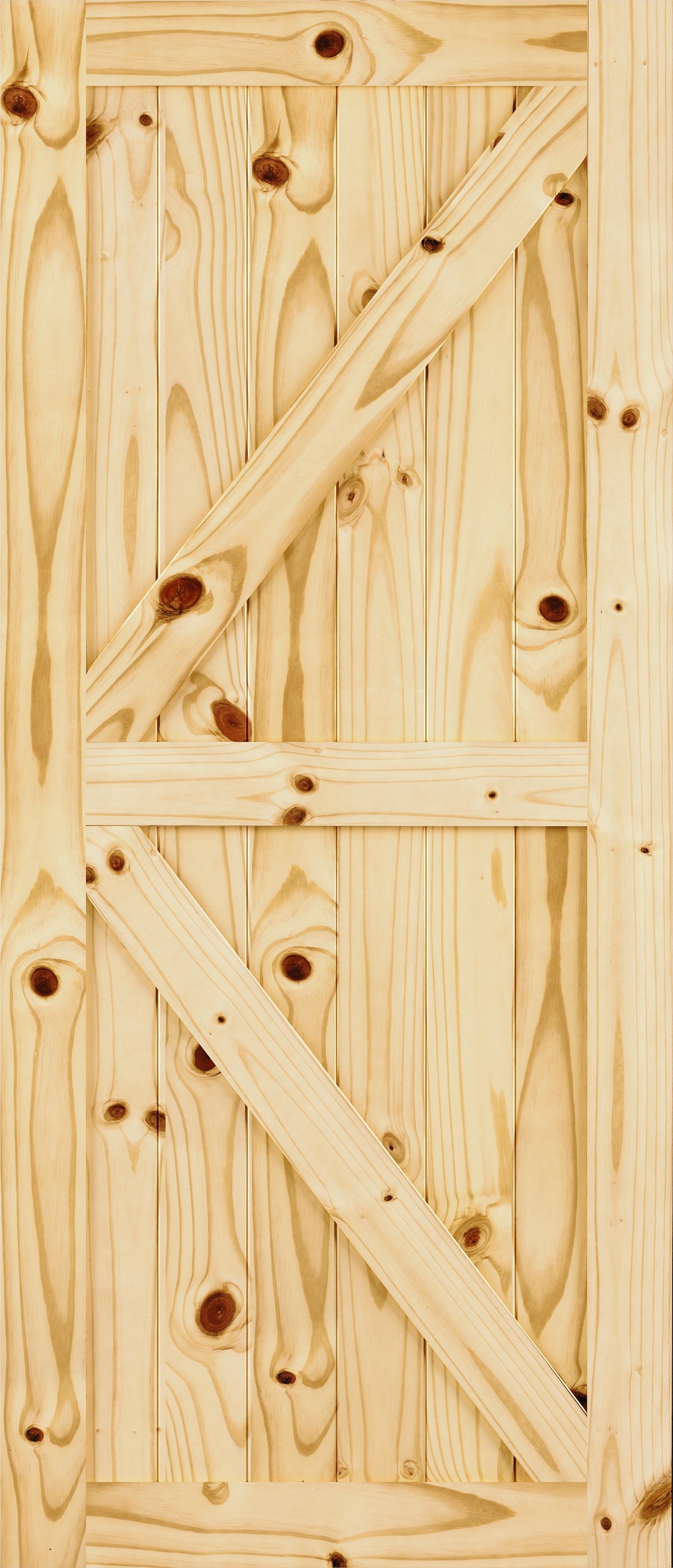 Rustic K-Brace Pine Wood Interior Barn Door Slab - Knotty Pine