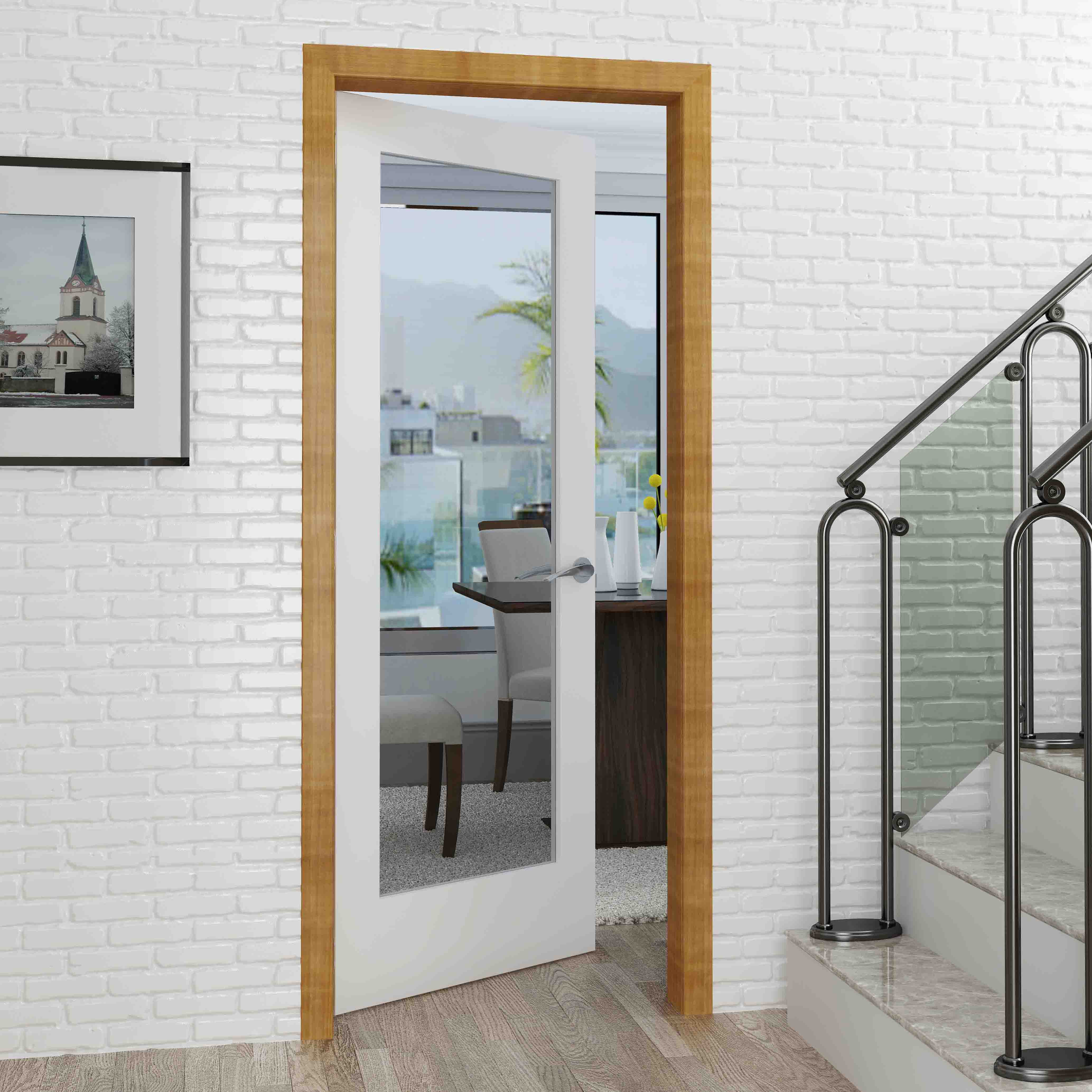 Shaker French 1-Lite Clear Glass Pine Wood Interior Door Slab - Primed