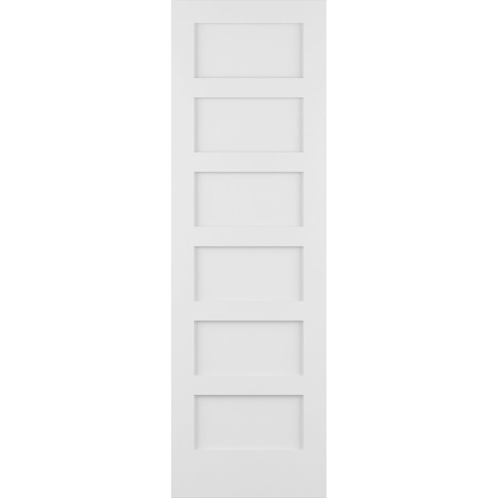 Shaker 6-Panel Pine/MDF Wood Interior Door Slab - Primed