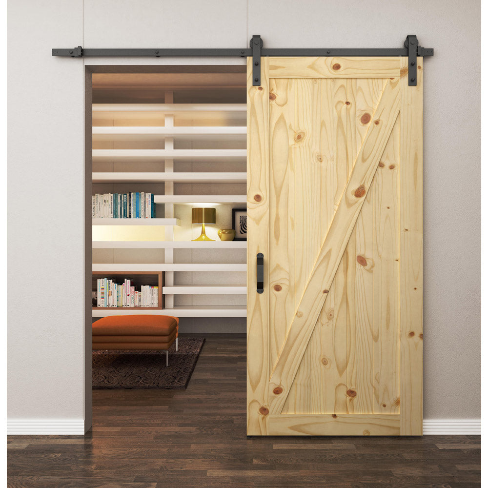 Rustic Z-Brace Pine Wood Interior Barn Door Slab - Knotty Pine